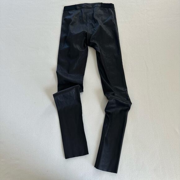 Alice & Olivia 100% Leather Zip Front Black Stretch Skinny Pants Leggings US 2 - Picture 5 of 13